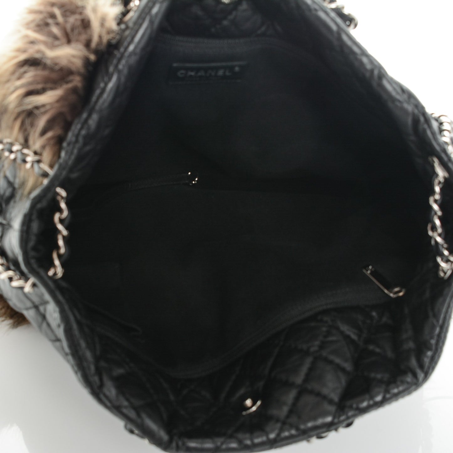 Aged Calfskin Fantasy Fur Karl's Cabas Tote Black