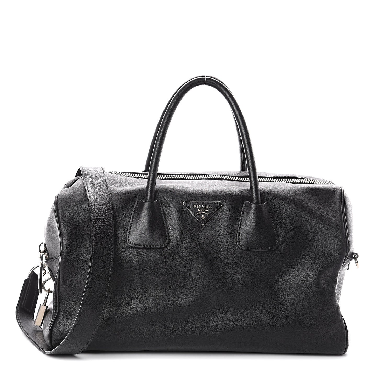 Soft Calfskin Duffle Travel Bag Black