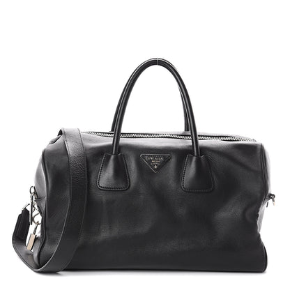 Prada Soft Calfskin Duffle Travel Bag Black 1 of 8