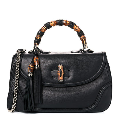 Gucci Calfskin Large New Bamboo Top Handle Bag Black 1 of 20