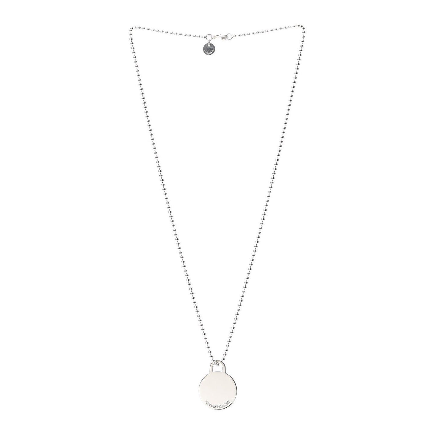 Sterling Silver Round Tag Pendant Necklace
