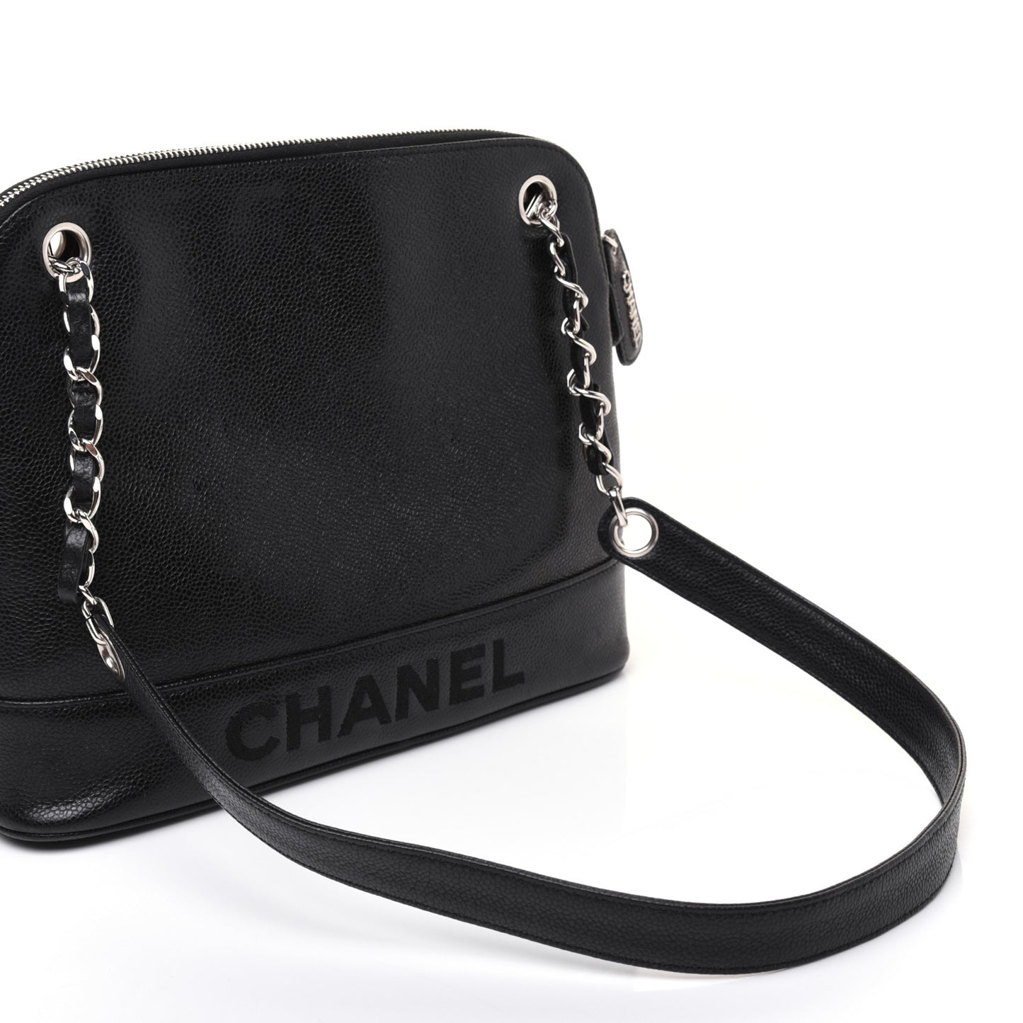 Caviar Logo Shoulder Bag Black