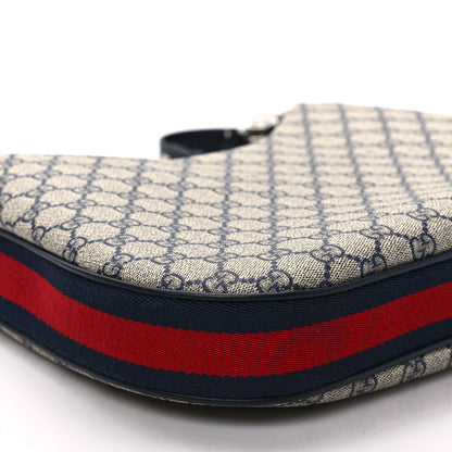 Gucci GG Supreme Monogram Textured Calfskin Web Large Attache Shoulder Bag Beige Blue 7 of 8