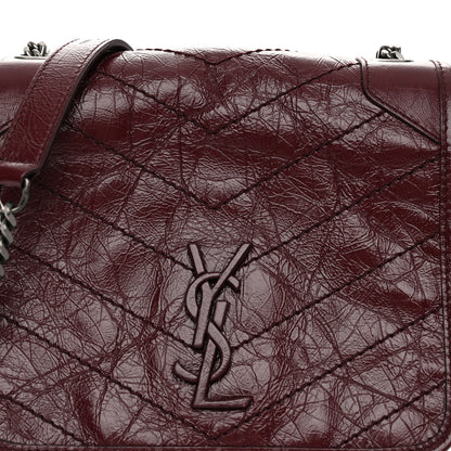 Saint Laurent SAINT LAURENT Crinkled Calfskin Matelasse Monogram Niki Chain Wallet Dark Legion Red 7 of 9