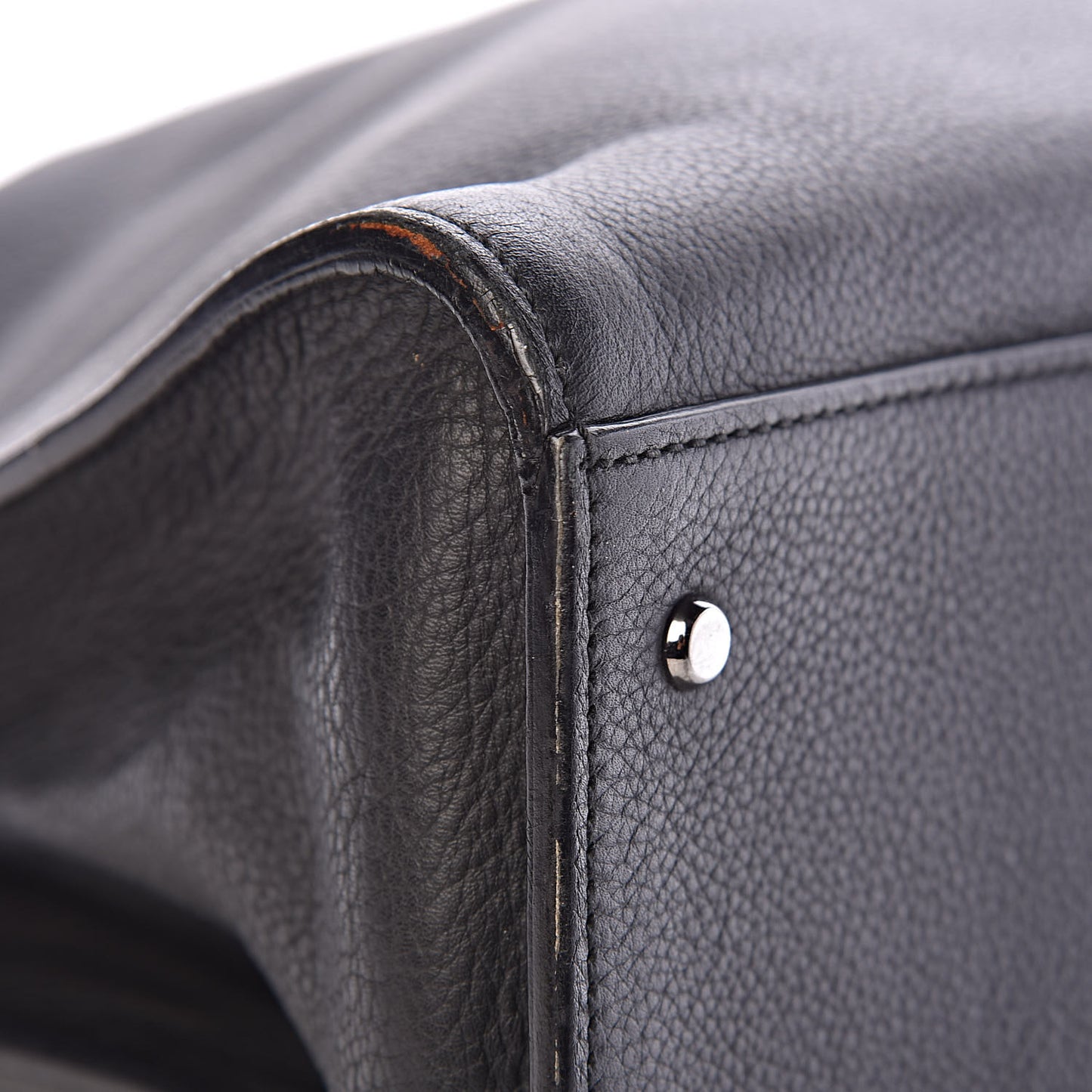 Grained Calfskin Large Shoulder Bag Black