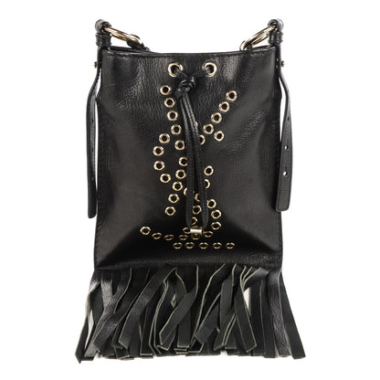 Saint Laurent Calfskin Fringe Messenger Bag Black 1 of 8