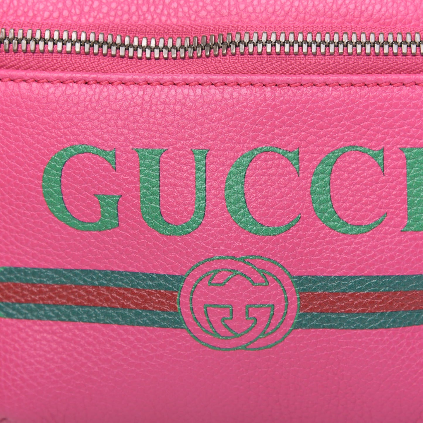 Grained Calfskin Small Logo Belt Bag Box Pink Green