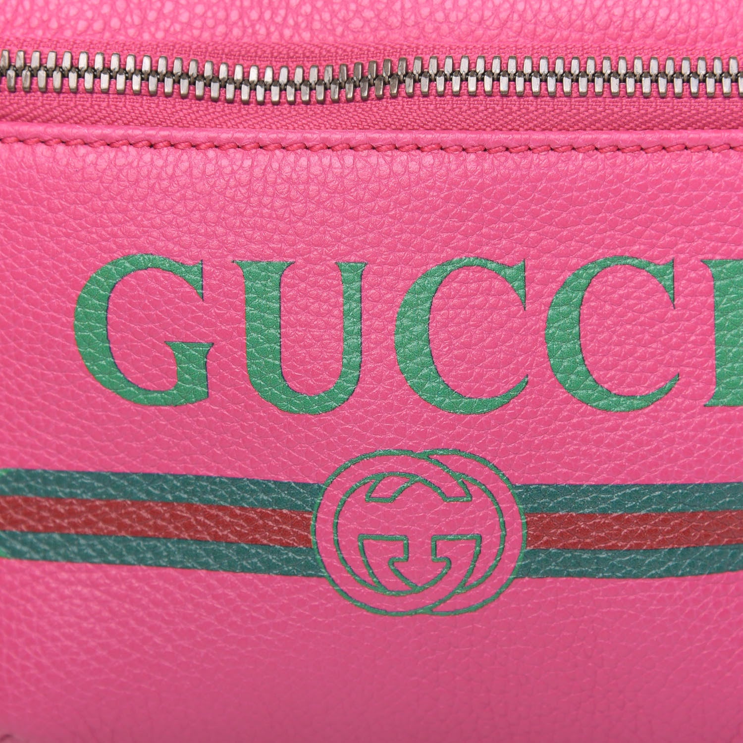 Gucci Grained Calfskin Small Logo Belt Bag Box Pink Green 8 of 11