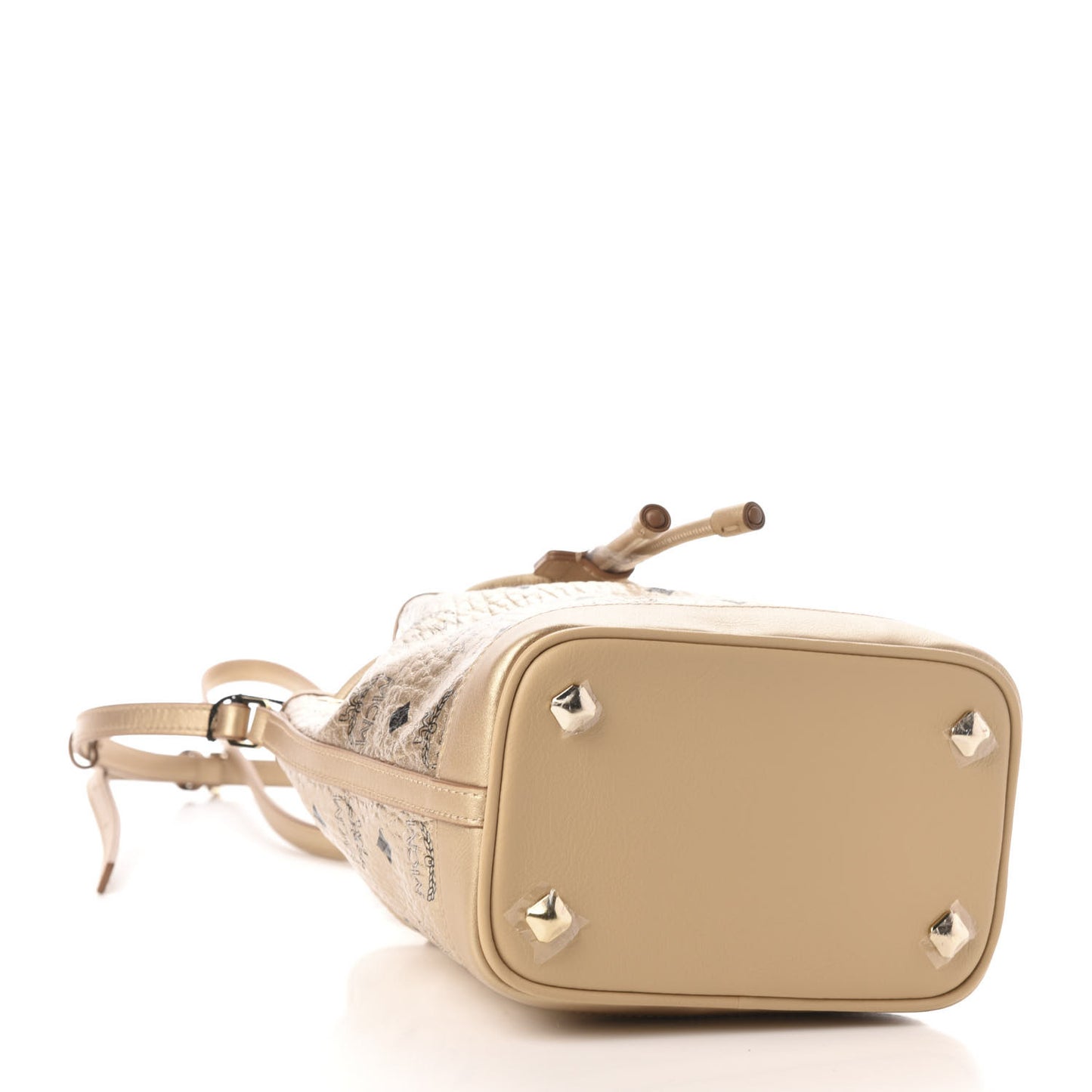 Metallic Visetos Zoo Dog Drawstring Bucket Bag Gold