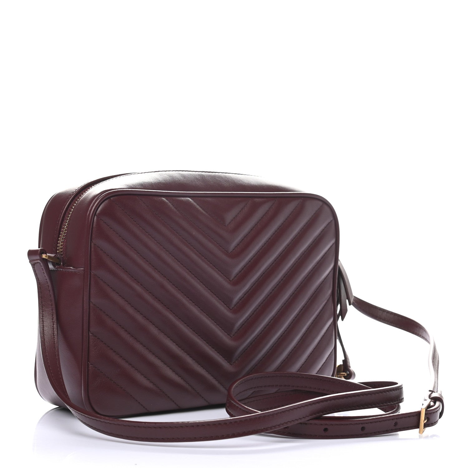 Saint Laurent Calfskin Matelasse Monogram Lou Camera Bag Dark Legion Red 3 of 9