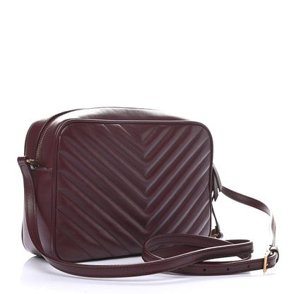 Saint Laurent Calfskin Matelasse Monogram Lou Camera Bag Dark Legion Red 3 of 9