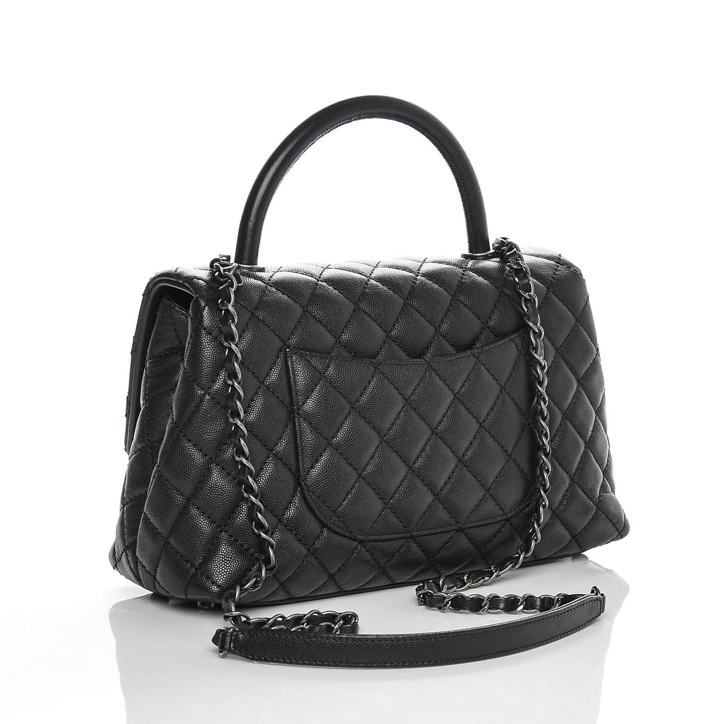 Caviar Quilted Small Coco Handle Flap Black