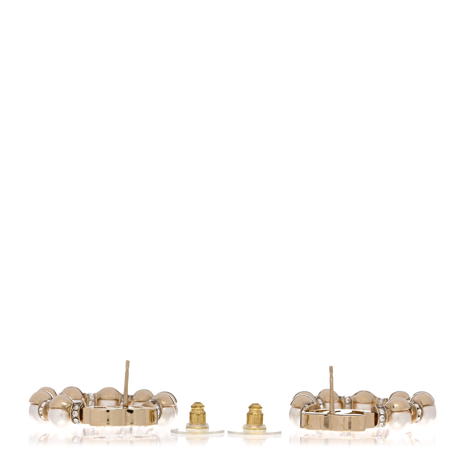 Chanel Pearl Crystal Nefertiti CC Drop Earrings Gold 3 of 5