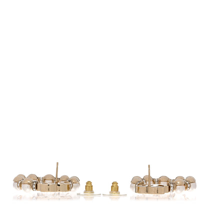 Chanel Pearl Crystal Nefertiti CC Drop Earrings Gold 3 of 5