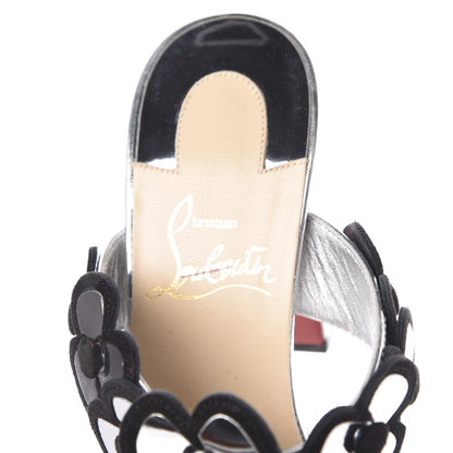 Christian Louboutin Metallic Calfskin Tres Pansy 85 Slide Sandals 35 Silver 8 of 9