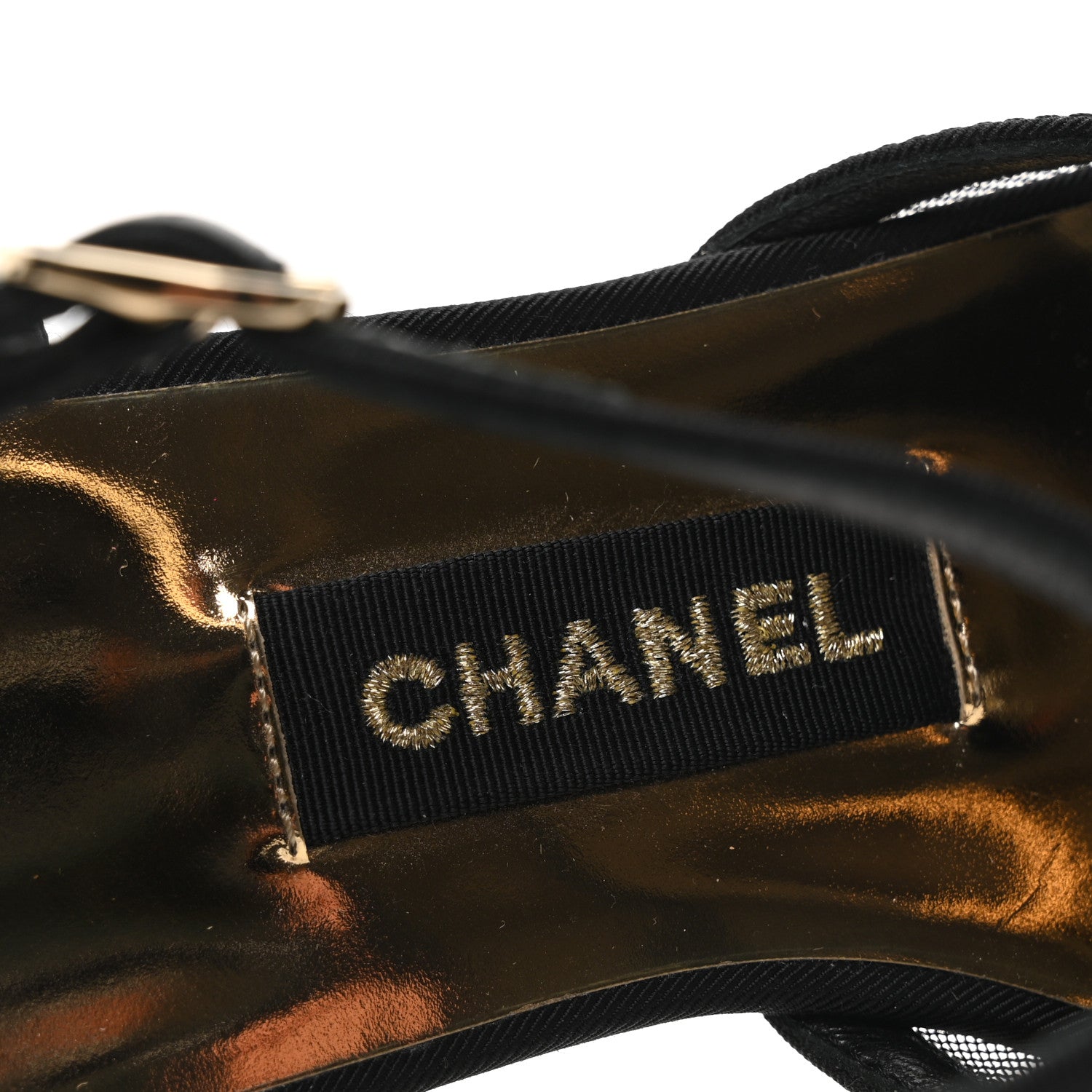 Chanel Mesh Grosgrain Cap Toe CC Flats 36 Black 8 of 8