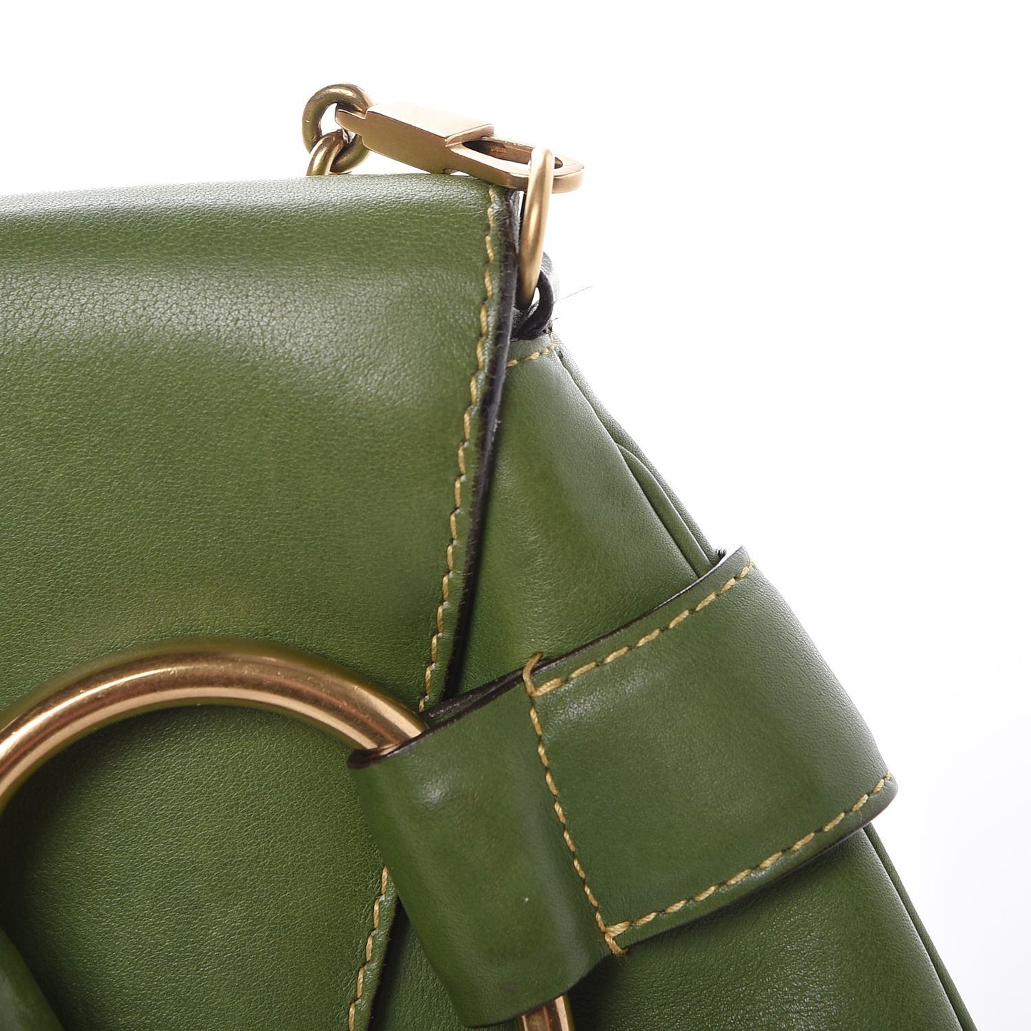 Calfskin Horsebit Chain Clutch Green