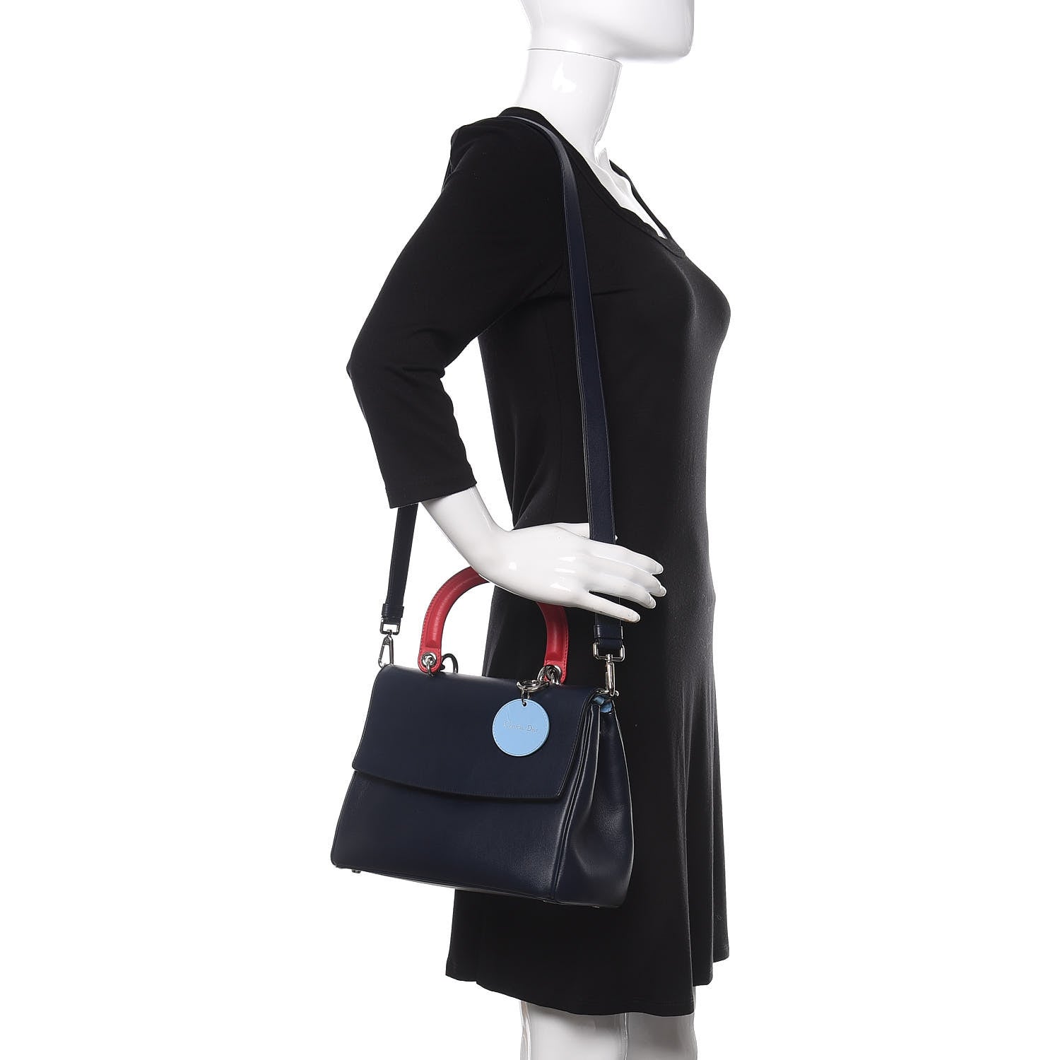 Christian Dior Smooth Calfskin Small Tri-Color Be Dior Flap Navy Blue 2 of 9