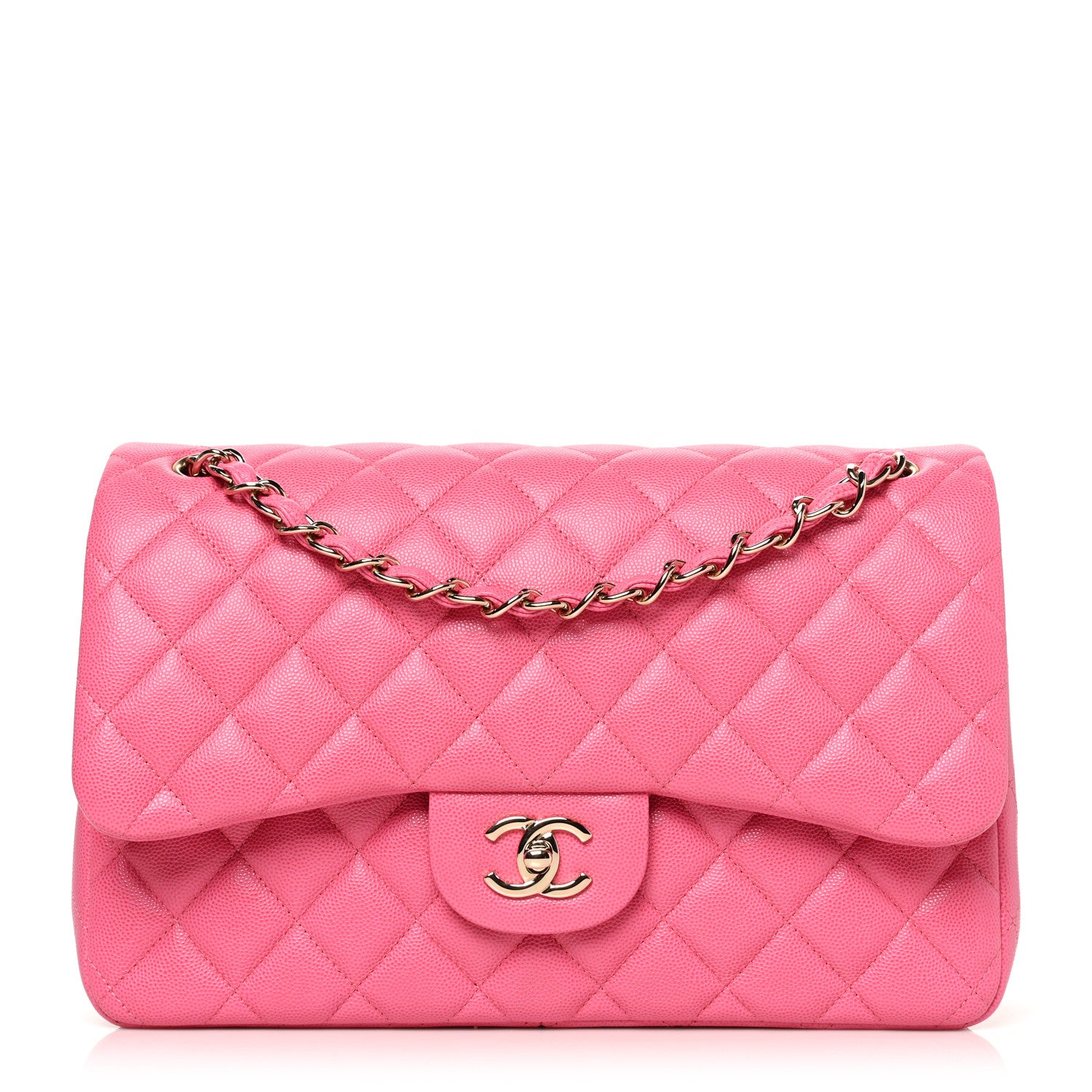 Chanel Caviar Quilted Jumbo Double Flap Pink 1 of 10