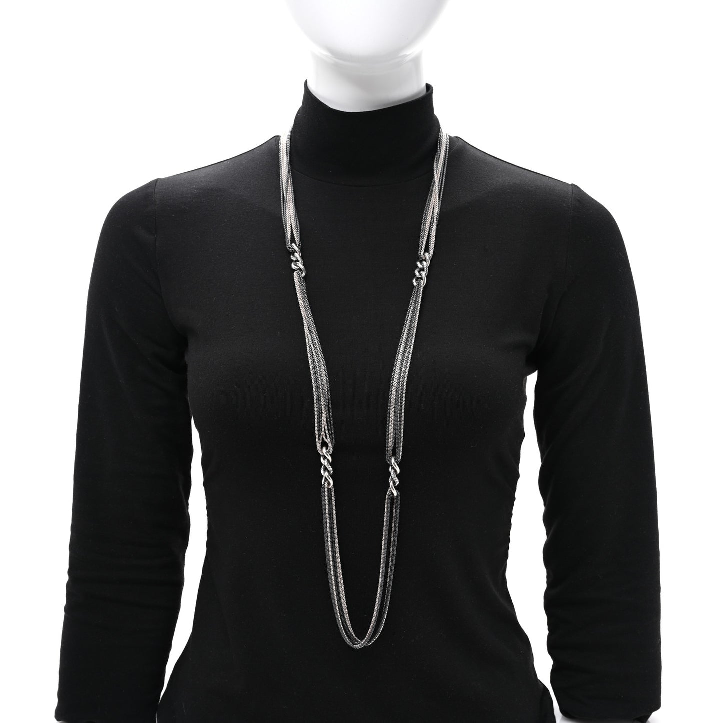 900 Silver Multi Row Chain Necklace