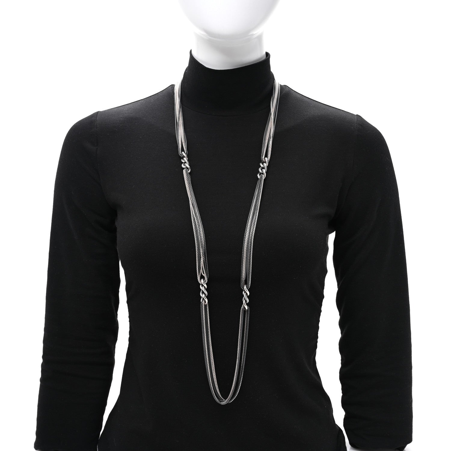 David Yurman 900 Silver Multi Row Chain Necklace 2 of 4