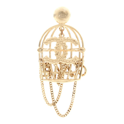 Chanel Pearl Crystal Birdcage Pin Brooch Light Gold 2 of 3
