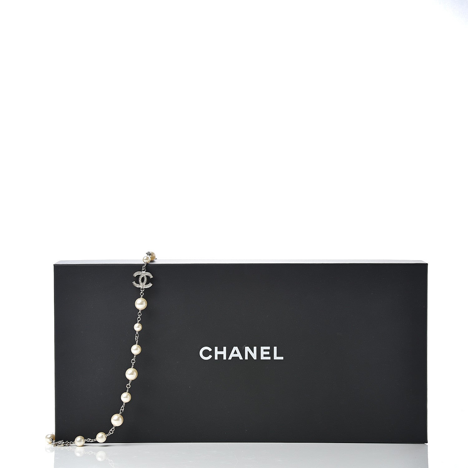 Chanel Crystal Pearl CC Long Necklace Gold 5 of 5
