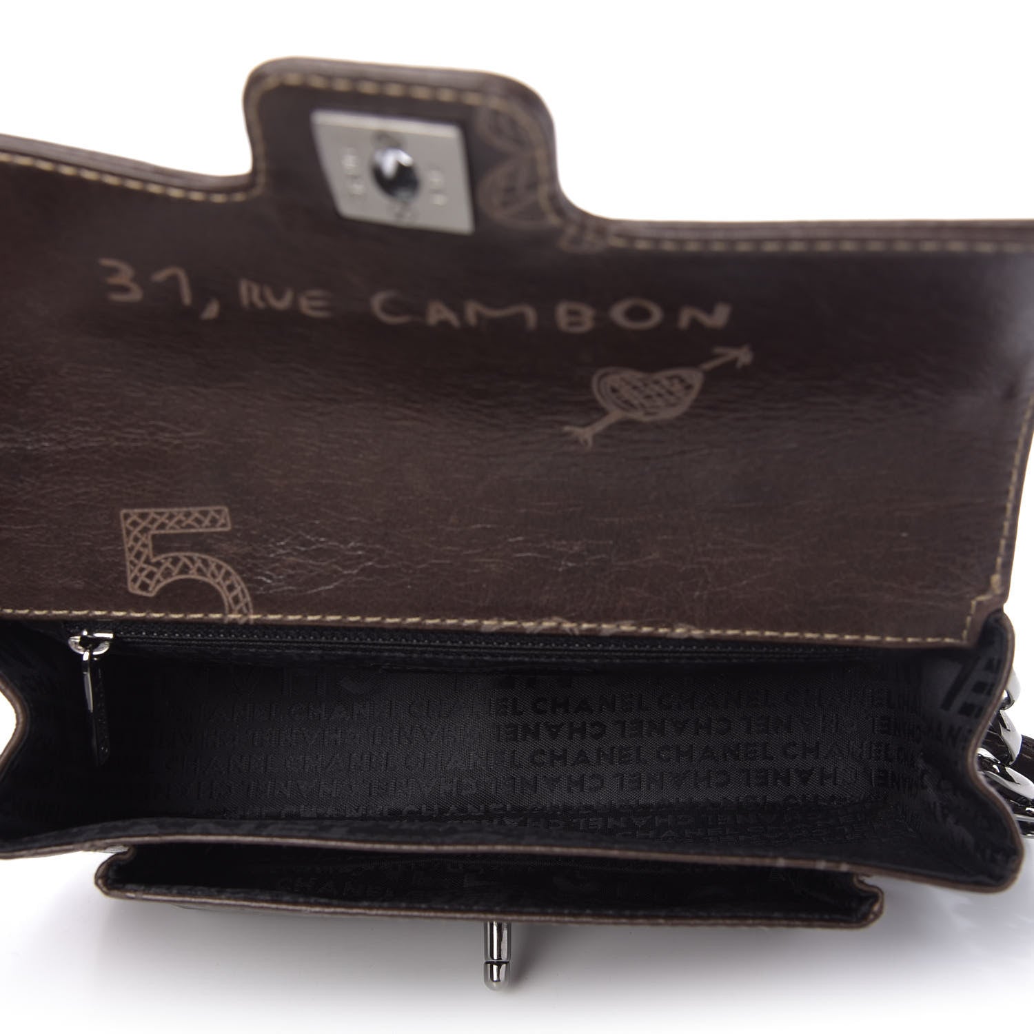 Chanel Calfskin Graffiti Flap Brown 5 of 10