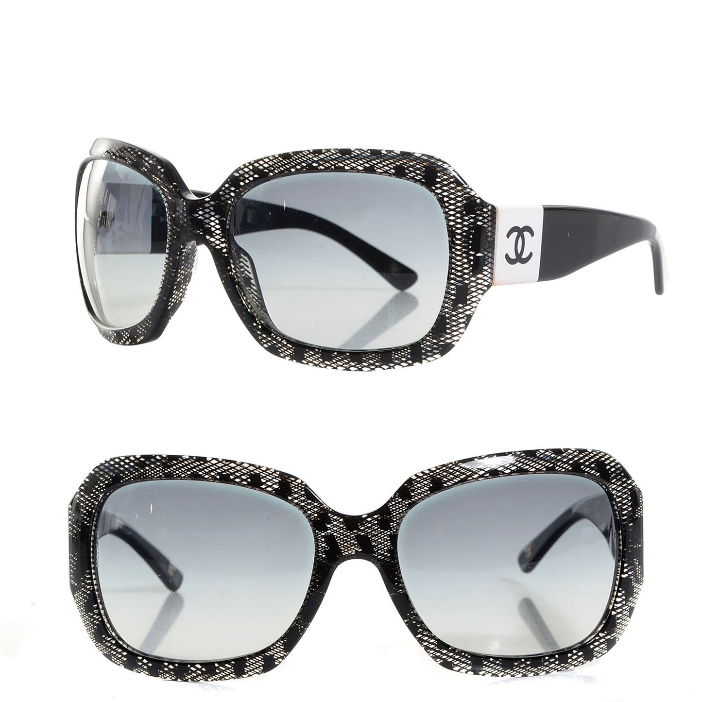 Acetate CC Lace Effect Sunglasses 5146 Black White