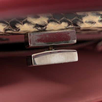 Fendi Nappa Elaphe Monster Eyes Mini Peekaboo Iconic Satchel Ruby Bois de Rose Natural 15 of 18