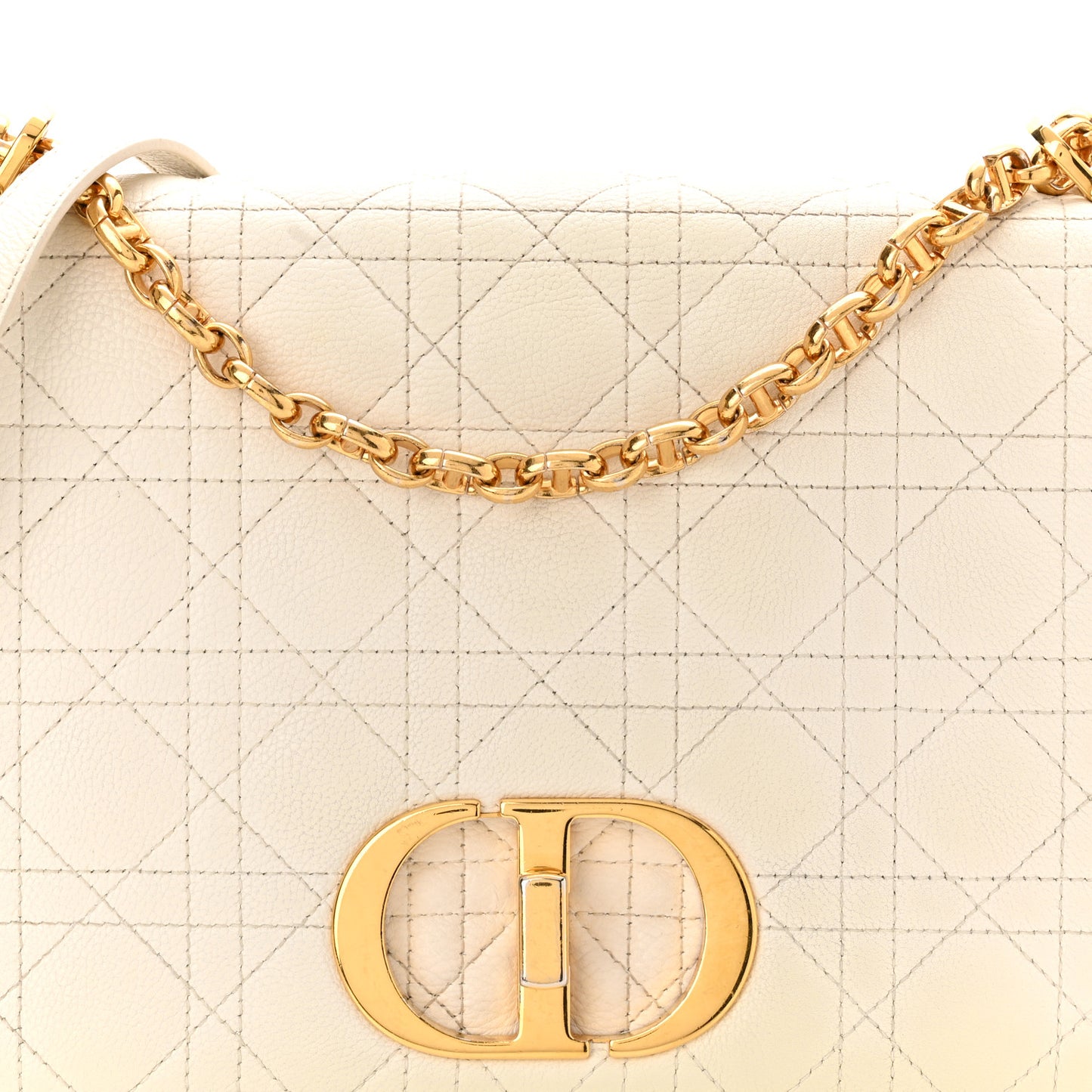 Grained Calfskin Cannage Large Caro Bag Latte