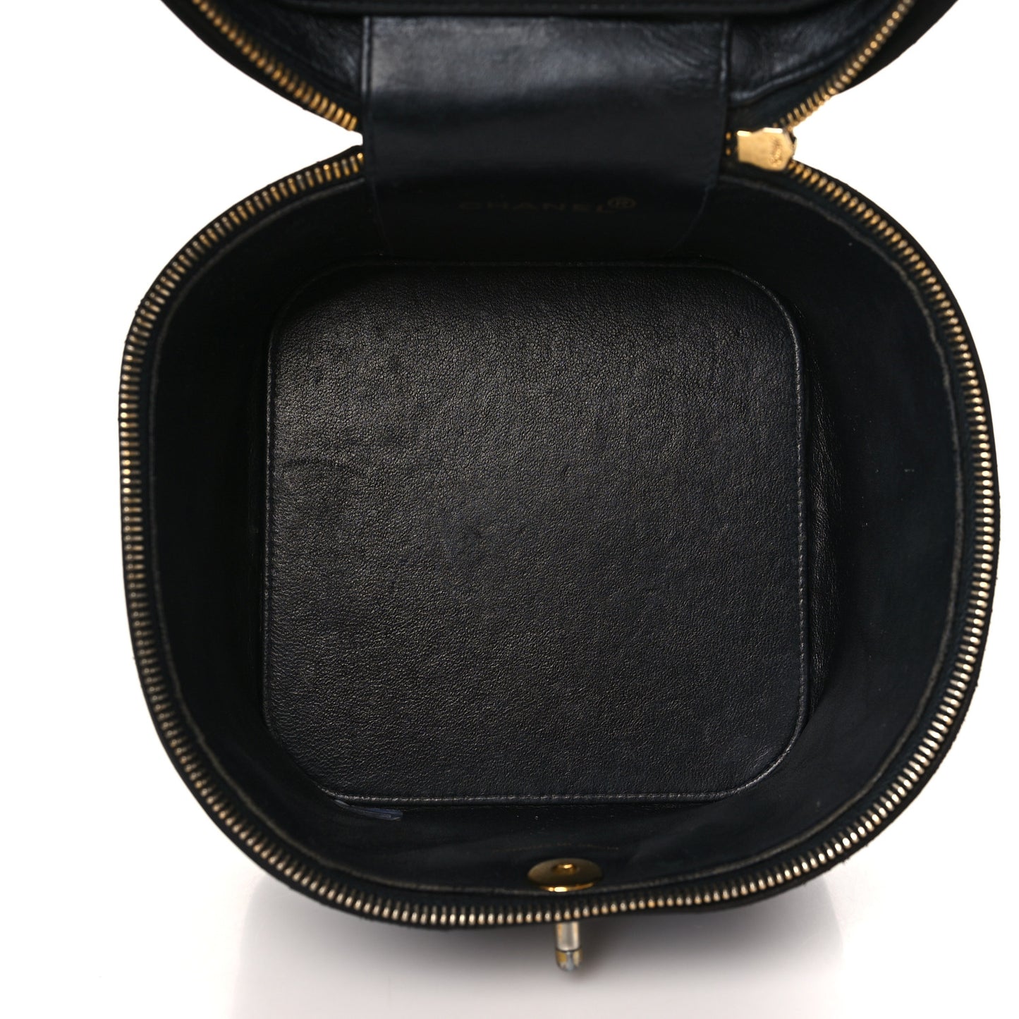 Patent Quilted Vanity Cosmetic Case Black