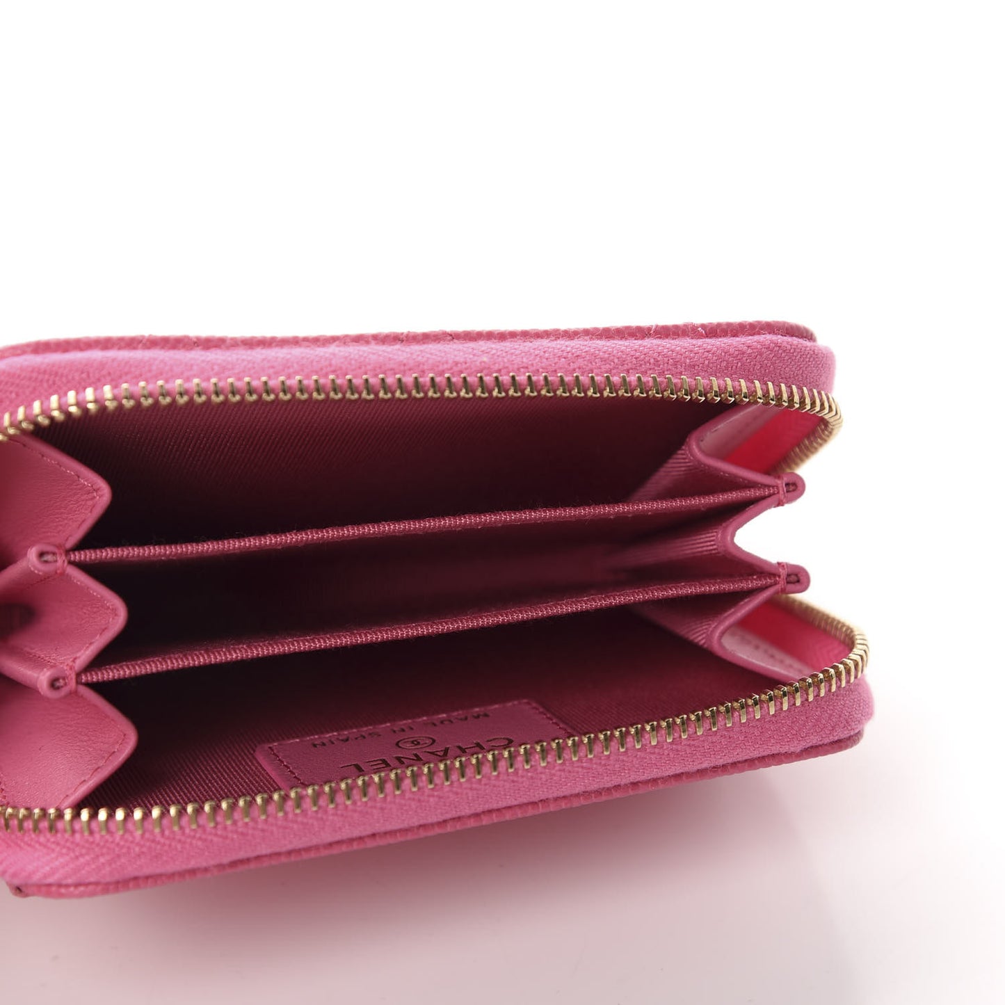 Caviar Quilted Zip Coin Purse Pink
