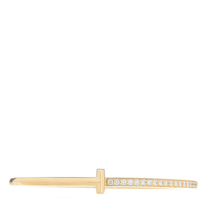 Tiffany 18K Yellow Gold Diamond Narrow T1 Hinged Bangle Bracelet 1 of 4