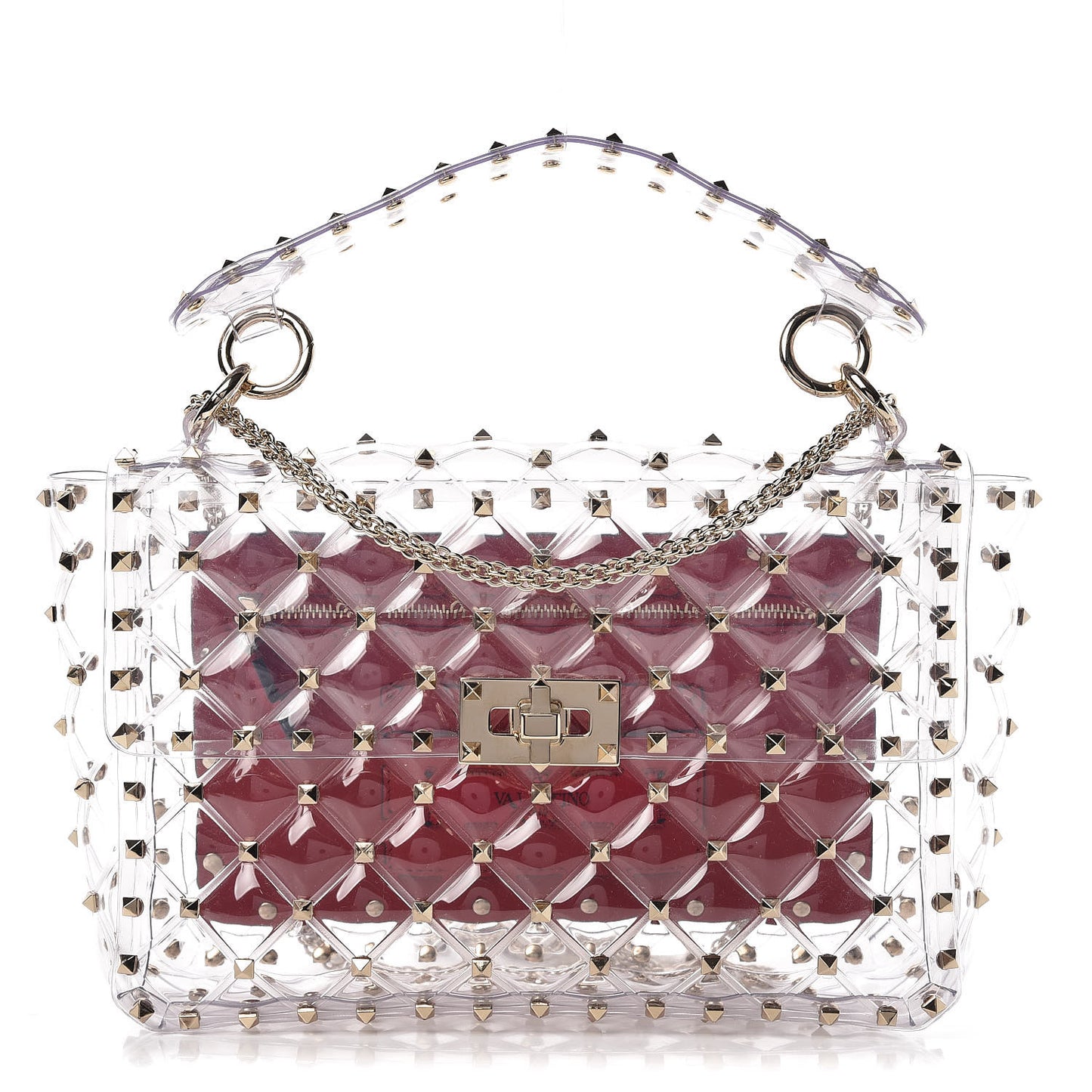 PVC Medium Rockstud Spike Shoulder Bag