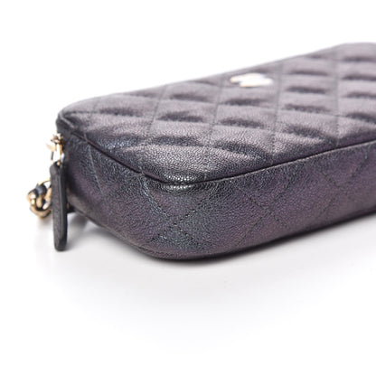 Chanel Iridescent Caviar Quilted Small Clutch With Chain Black 8 of 10