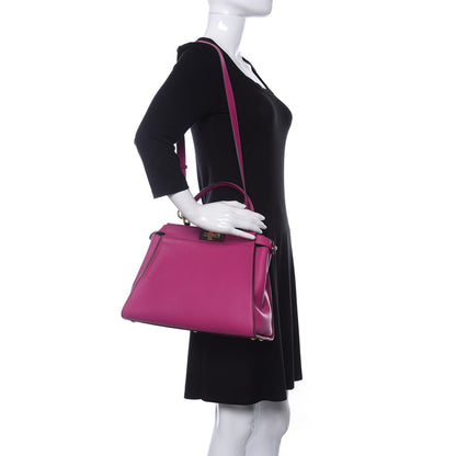 Fendi Vitello Seta Medium Peekaboo Iconic Satchel Magenta 2 of 12