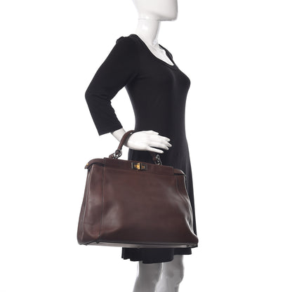 Fendi Vitello Zucca Large Peekaboo Iconic Satchel Marrone Tobacco 3 of 12