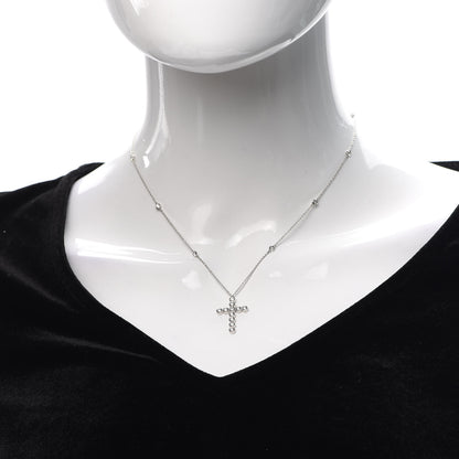 Tiffany Platinum Diamond Small Jazz Cross Pendant Necklace 2 of 6
