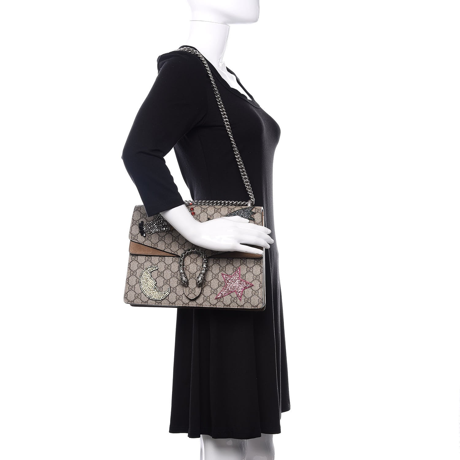 Gucci GG Supreme Monogram Shooting Star Embroidered Medium Dionysus Shoulder Bag Beige 2 of 12