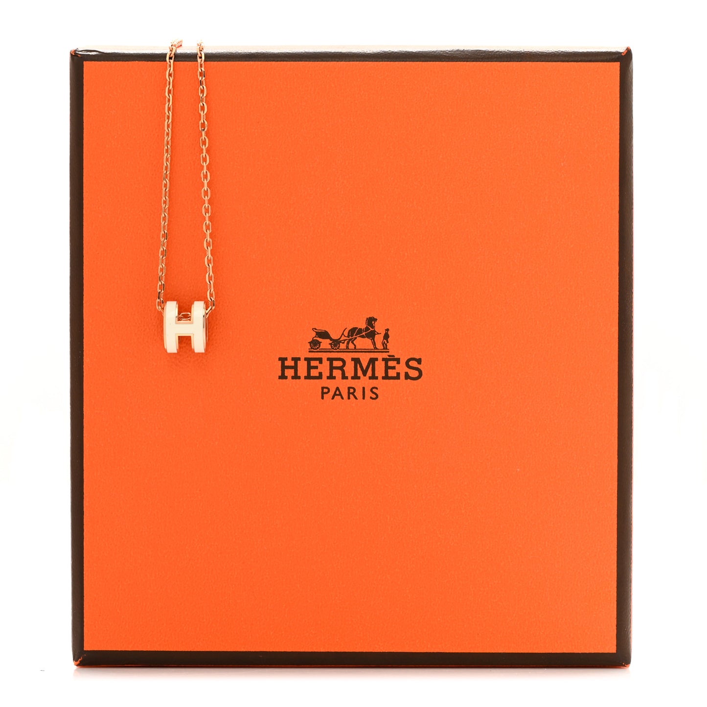 Lacquered Gold Mini Pop H Pendant Necklace White