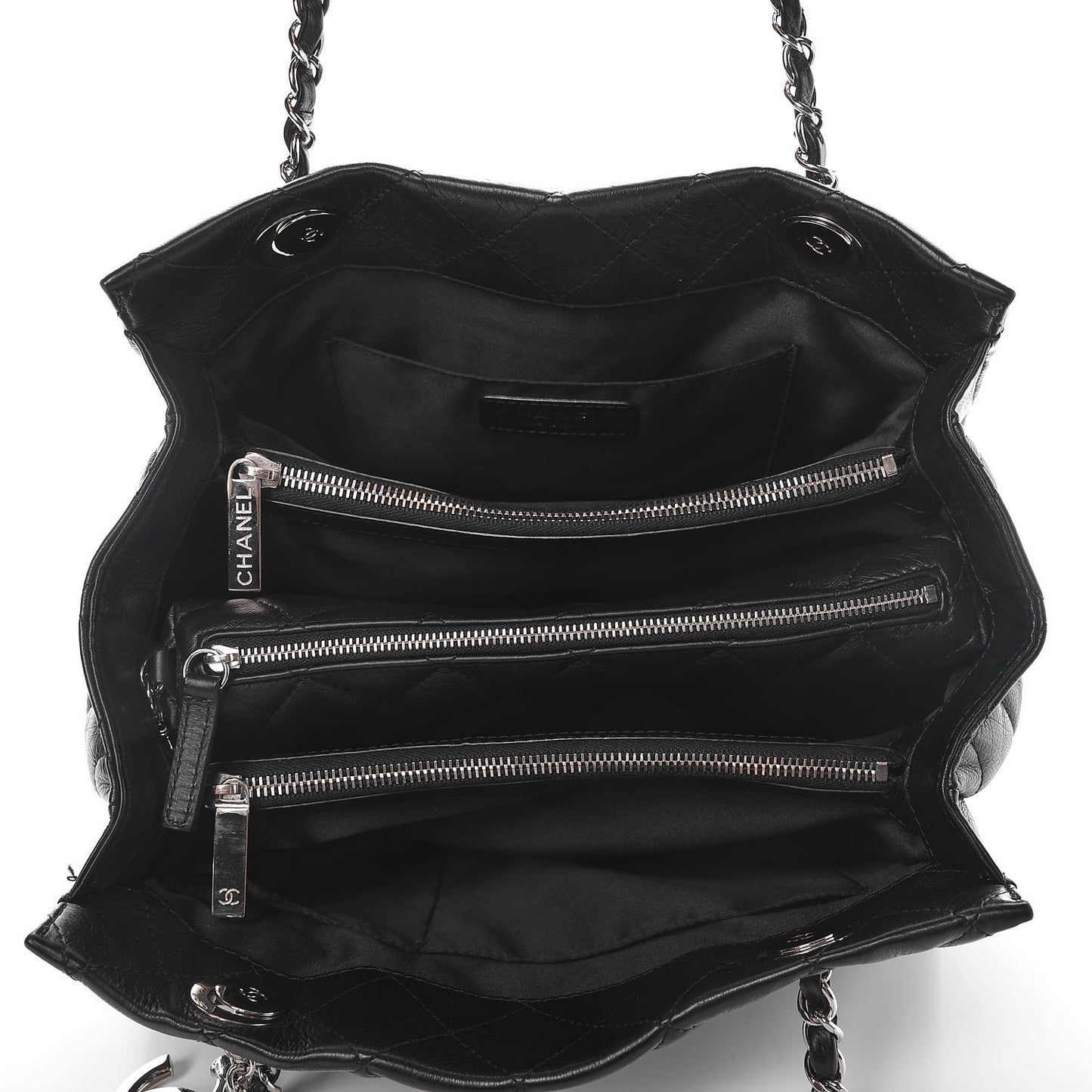 Calfskin Quilted Small Chic and Soft Shopping Tote Black