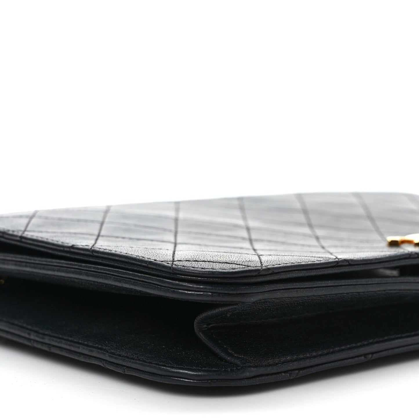 Lambskin Quilted Small Single Flap Black