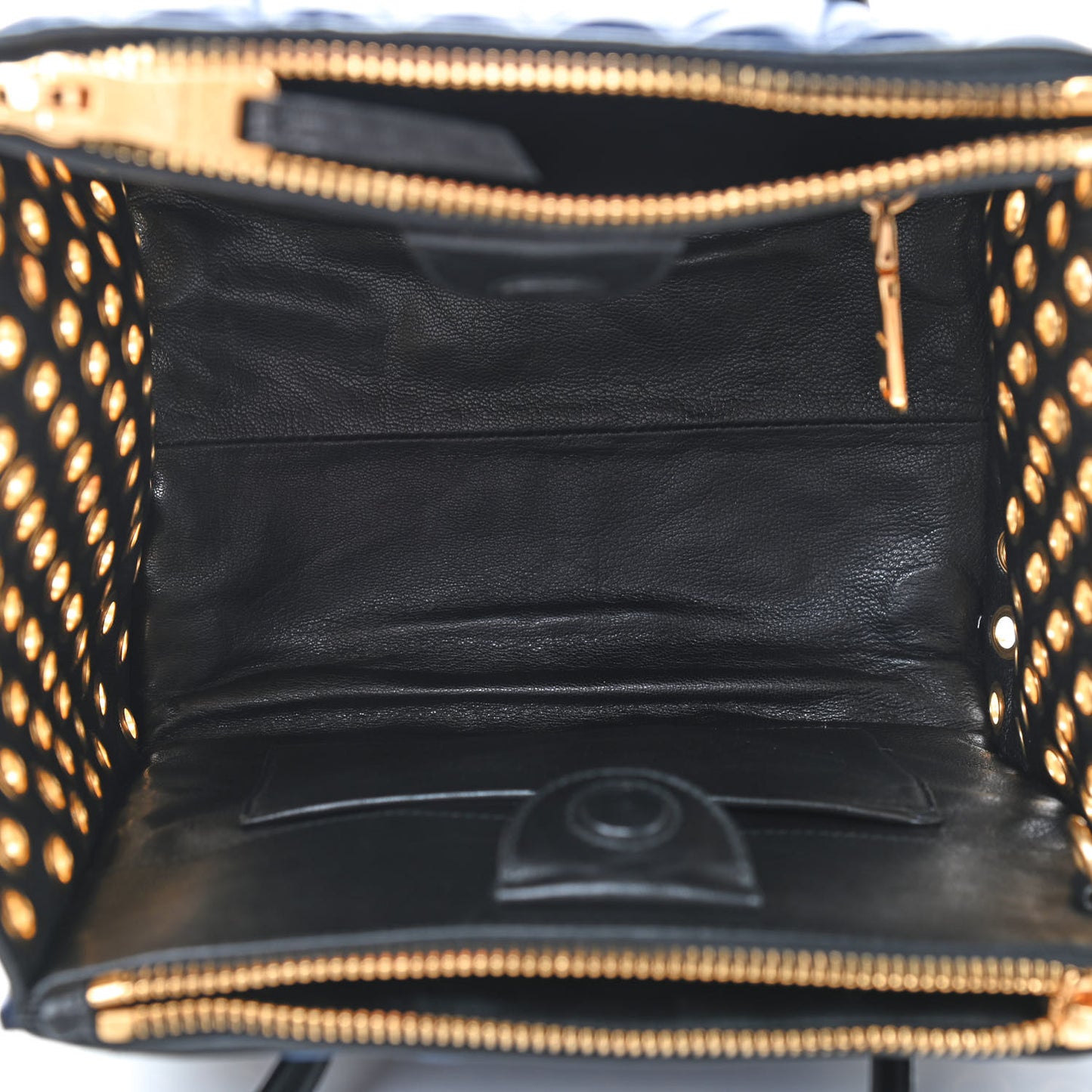 Nappa Biker Grommet Top Handle Tote Inchiostro Black