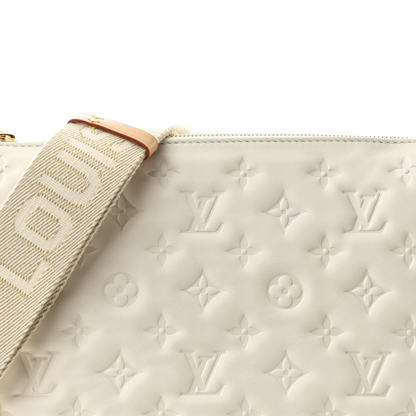 Lambskin Embossed Monogram Coussin PM Cream