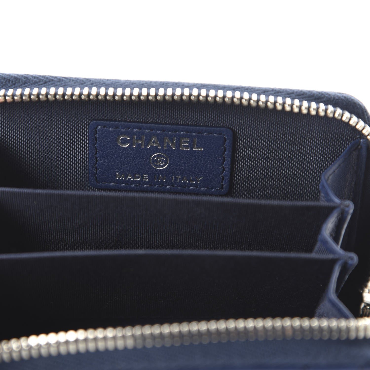 Chanel Lambskin Quilted CC Crossing Zip Around Coin Purse Navy 8 of 11
