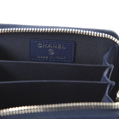 Chanel Lambskin Quilted CC Crossing Zip Around Coin Purse Navy 8 of 11