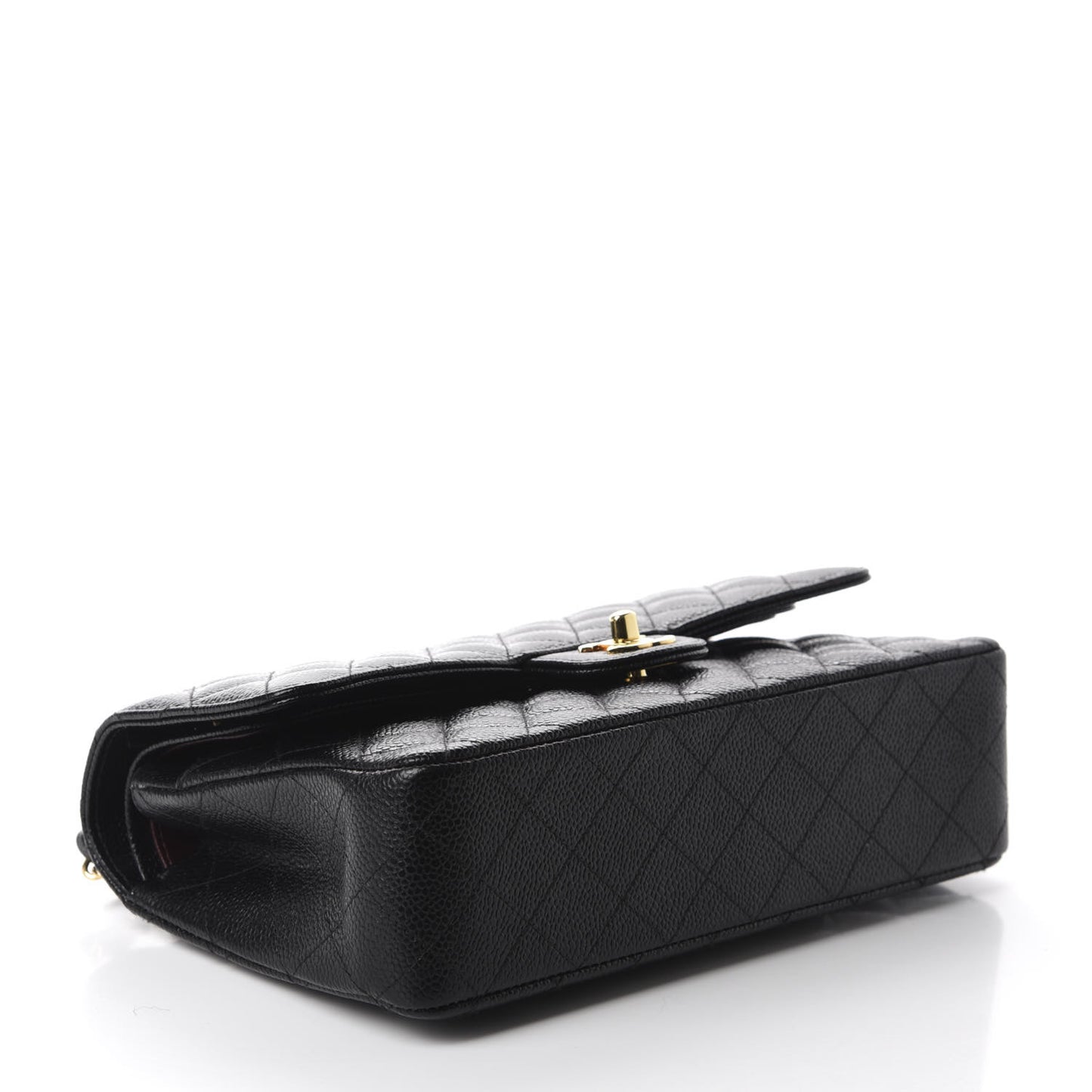 Caviar Quilted Medium Double Flap Black