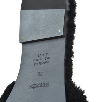 Hermes Woolskin Oran Sandals 38 Black 9 of 10