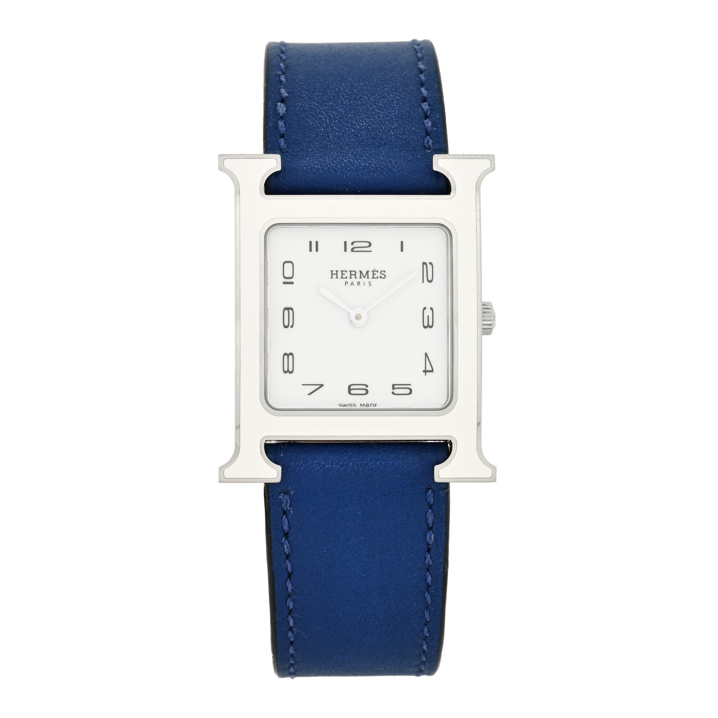 Stainless Steel Swift Lacquer 26mm Heure H Hour Quartz Watch Bleu Electrique
